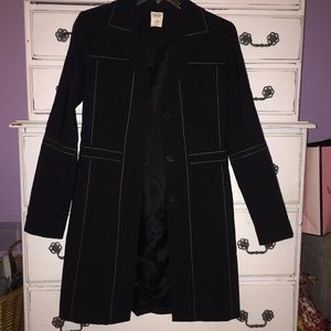 Black with cream colored stitching dress coat